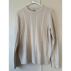 Vintage Style Cream Cable Knit Pullover by Geoffrey Beene | Size Small